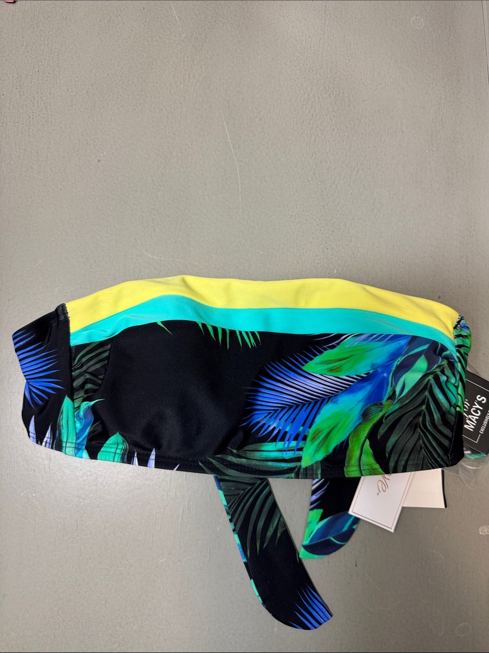 Salt + Cove Tropical Bandeau One-Piece in Black, Yellow, Teal, Green